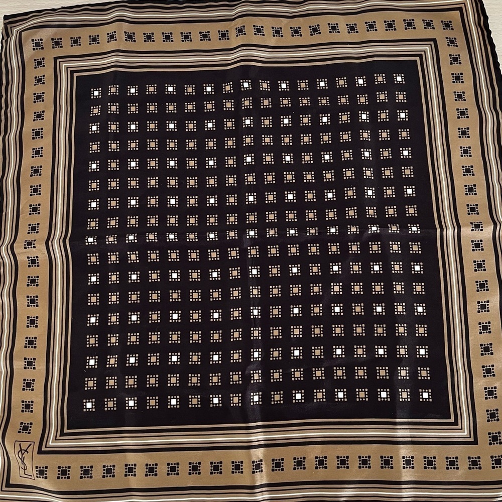 YSL Retro Silk Scarf Vintage EUC Circa 1980s
